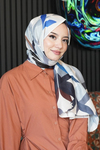 Soyut Desen Bej Soft Pamuk Şal
