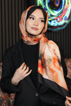 Sulu Boya Desen Turuncu Soft Pamuk Şal