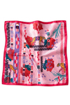 Tropik Leopar Desen Fuşya-Kırmızı Soft Bandana Fular 50x50 cm