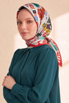 Tropik Leopar Desen Fuşya-Kırmızı Soft Fular Eşarp 90x90 cm