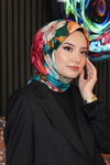 Tropikal Çiçek Desen Fuşya Soft Pamuk Eşarp