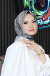Üçgen Desen Gri Soft Pamuk Eşarp