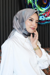 Üçgen Desen Gri Soft Pamuk Eşarp