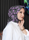 Üçgen Desen Mor Soft Pamuk Eşarp