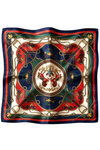 Vintage Desen Turuncu-Lacivert Soft Bandana Fular 50x50 cm