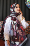 Yaprak Desen Bordo Soft Pamuk Şal