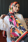 Yaprak Desen Kırmızı Soft Pamuk Şal