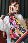 Yaprak Desen Kırmızı Soft Pamuk Şal