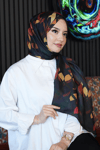 Yaprak Desen Koyu Yeşil Soft Pamuk Şal