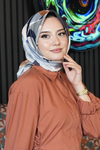 Yaprak Desen Mavi Soft Pamuk Eşarp