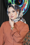 Yaprak Desen Mavi Soft Pamuk Eşarp