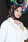 Yaprak Desen Sarı Soft Pamuk Eşarp