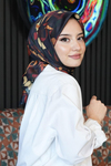 Yaprak Desen Sarı Soft Pamuk Eşarp