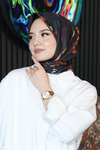 Yaprak Desen Sarı Soft Pamuk Eşarp