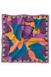 Yaprak Harmanı Desen Mor-Petrol Soft Bandana Fular 50x50 cm