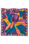 Yaprak Harmanı Desen Mor-Petrol Soft Fular Eşarp 90x90 cm