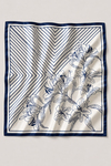 Zambak Çizgi Desen Lacivert Saten Bandana Fular 50×50 cm