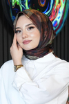 Zebra Desen Kahverengi Soft Pamuk Eşarp