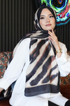 Zebra Desen Karamel Soft Pamuk Şal