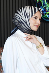 Zebra Desen Siyah Soft Pamuk Eşarp