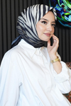 Zebra Desen Siyah Soft Pamuk Eşarp