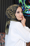 Zebra Desen Yeşil Soft Pamuk Eşarp