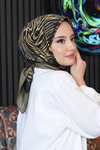 Zebra Desen Yeşil Soft Pamuk Eşarp