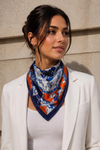 Zincir Desen Saks-Turuncu Soft Bandana Fular 50x50 cm