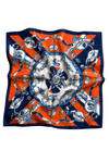 Zincir Desen Saks-Turuncu Soft Bandana Fular 50x50 cm