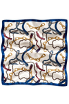 Zincir Tokalı Modern Desen Gri-Mavi Soft Bandana Fular 50x50 cm