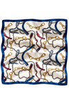 Zincir Tokalı Modern Desen Gri-Mavi Soft Bandana Fular 50x50 cm