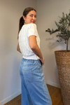 Arkası Lastikli Buz Mavi Geniş Paça Jean
