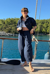 Balon pantolon, çıtçıtlı gömlek/ceket takım