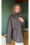 Çıtçıtlı funnel neck (dik yaka) kısa trençkot