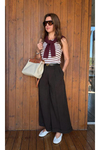 Dökümlü geniş paça tencel kısa culotte pantolon