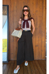 Dökümlü geniş paça tencel kısa culotte pantolon
