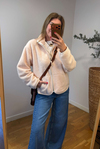 Ekru Renk Full Fermuarlı Polar Mont