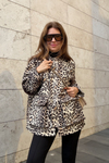Leopar desenli oversize trençkot