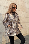 Leopar desenli oversize trençkot
