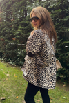 Leopar desenli oversize trençkot