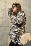 Leopar desenli oversize trençkot