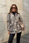 Leopar desenli oversize trençkot