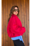 Oversize Balon Kol Kısa Mont / Yakasız Ceket