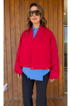 Oversize Balon Kol Kısa Mont / Yakasız Ceket