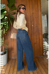 Yüksek Bel Wide Leg Jean Pantolon