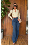 Yüksek Bel Wide Leg Jean Pantolon