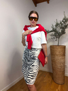 Zebra Desenli Diz Boyu Etek