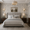 Gri Kırık Beyaz Klasik Damask Motifli Duvar Kağıdı 8529-3