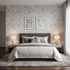 Gümüş Gri Kıvrık Dal Damask Desenli Vinil Duvar Kağıdı