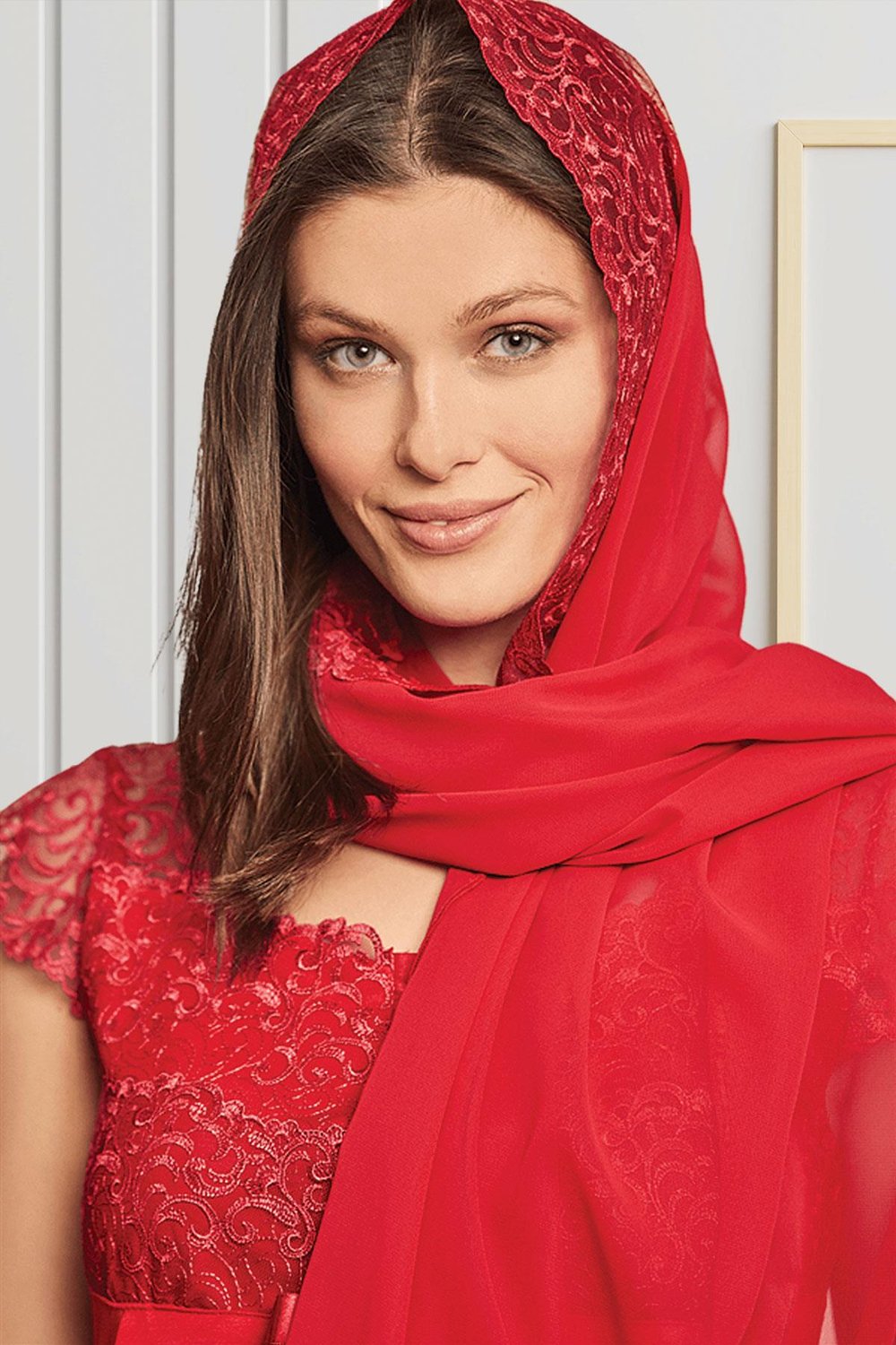 By Mecit 0017 Kırmızı Şifon Şal